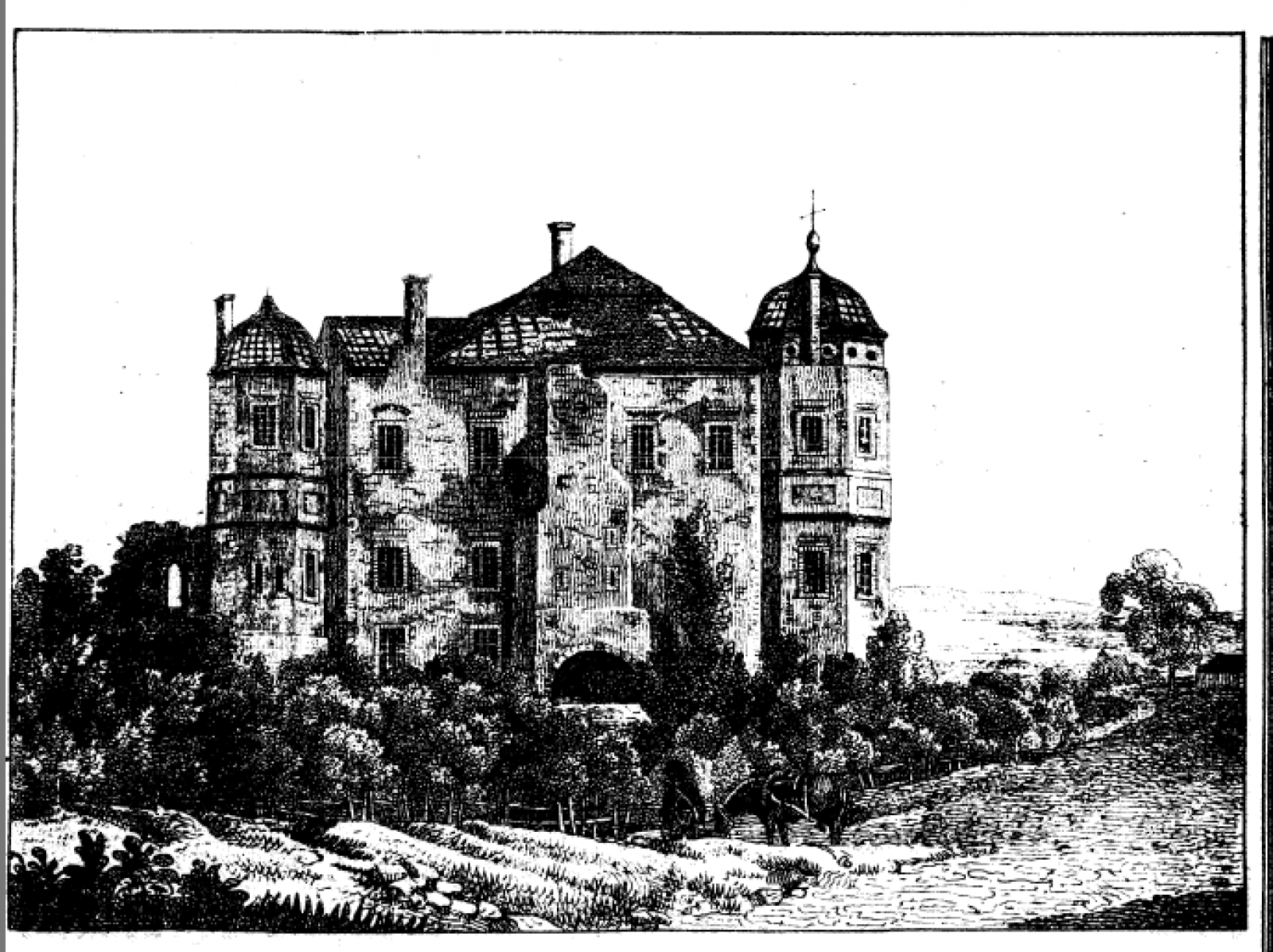 Zamek w Gołuchowie. Stan z 1843 r.